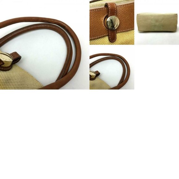 FURLA Shoulder Bag Hand Bag Canvas / Leather Brown - Picture 3 of 10